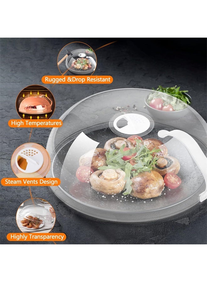 HOMESTAR 2 Pack Microwave Splatter Cover, Clear Microwave Splash Guard Cooker Lid with Handle, Safe Plastic Microwave Plate Cover for Food Splatter - Image 2